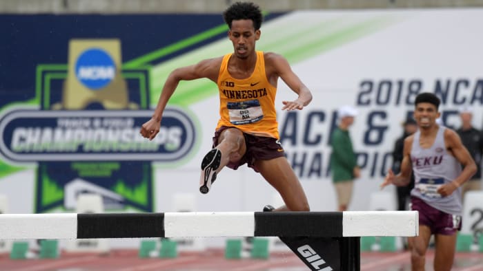 Obsa Ali wins the 2018 NCAA outdoor track and field steeplechase title for Minnesota.